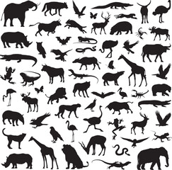 Obraz premium Africa safari animals wild life silhouette clip art
