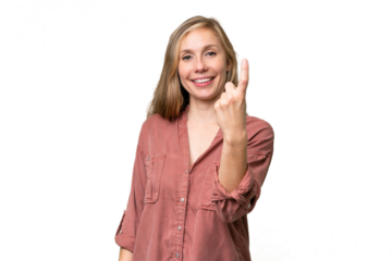 Young blonde woman over isolated background doing coming gesture