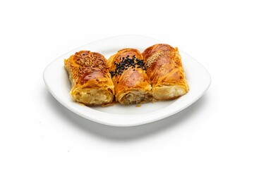 Isolated shot of a plate of pastry on a white background