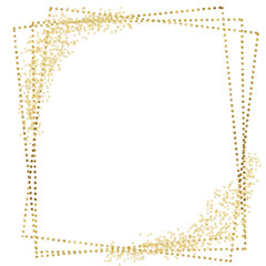 Abstract gold foil frame, glitter background frame illustration, decoration splatter isolated design texture.