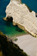 Beach and cliff. Etretat, Normandie, France.