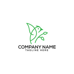 Green Line art Nature Bird Logo