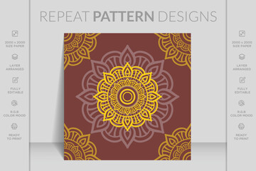 Seamless pattern tile with mandalas. Vintage decorative elements. Hand drawn background. Islam, Arabic, Indian, ottoman motifs. Great for fabric and textile, wallpaper, packaging or any desired idea.