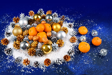 Christmas composition with tangerines