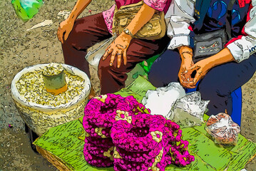 Pak Khlong Talat flower market in Bangkok Thailand
