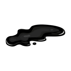 Oil puddle, slick spill cartoon art isolated. Drop stain black gas. Lequid shape in vector