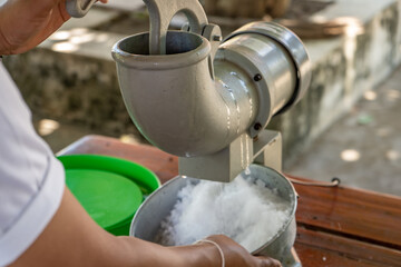 Shaved ice machine cup cafe drink old vintage