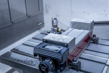 Bench Vise on CNC machine and table of machine, CNC setting tool length on the machine