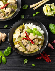Thai green curry with chicken and vegetables