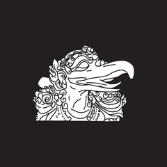 illustration of an eagle head statue made in a classic handmade style