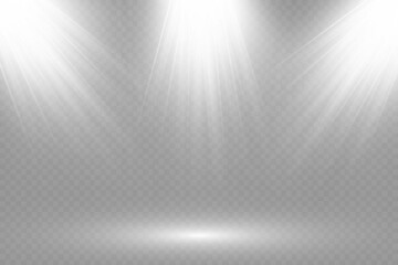 Vector spotlights. Scene. Light effects.Podeum