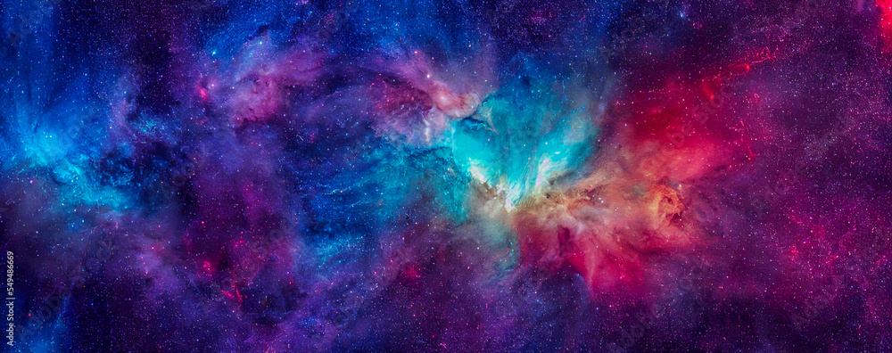 Wall mural panorama colorful background with nebula galaxy space generative ai illustration