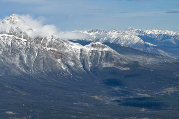 Beautiful winter panoramic view on the Whistlers Mountain at  Jasper in Canada