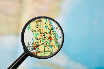 map under magnifying glass -  Orlando