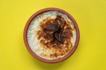 Turkish Rice Pudding 'Sutlac' and Hazelnuts in the Colorful Background  Photo, Uskudar Istanbul, Turkey