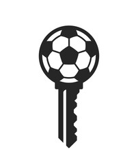 Black key with soccer ball vector icon
