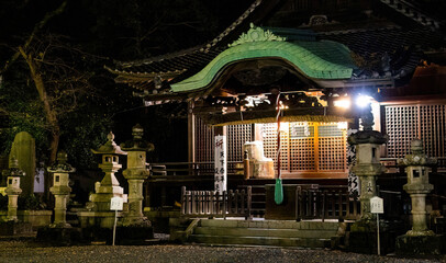 Fototapeta na wymiar Beautiful Wakamiya Shrine lighted in Shizuoka, Japan