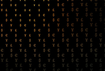 Dark yellow, orange vector texture with financial symbols.