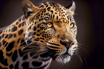 black and golden jaguar portrait - obrazy, fototapety, plakaty