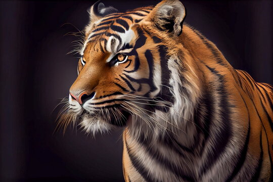 black and golden tiger portrait