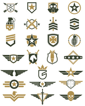 military logo color set / army icons