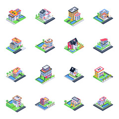 Pack of Homes Isometric Icons 

