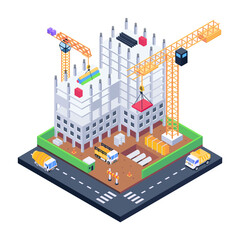 Download this amazing isometric illustration of construction building 