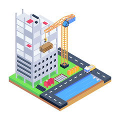 Download this amazing isometric illustration of construction building 