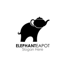 elephant teapot logo design concept vector illustration
