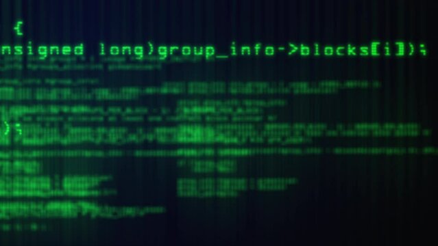 Programming code running. Computer generated 3d render