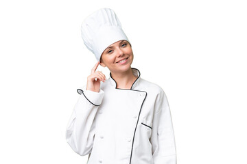 Chef woman over isolated background