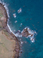 aerial views with 4k drone, centinal direction of rocks and sea.