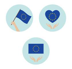 European flag in hand