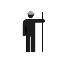 Stickman figure with hat and stick in his hand