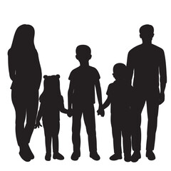 silhouette black family design vector