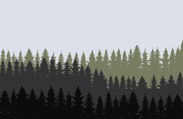green silhouette forest, park design vector