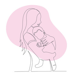 mom and baby sketch, continuous line drawing, vector