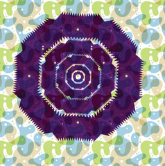 Colorful stars rounded with spirographs with multi color background © Sanicreations