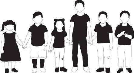 silhouette black and white kids design vector isolated