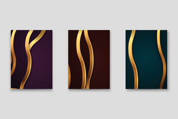 Technology cover background design set. Luxury, gold. Vector tech backdrop for business layout, digital certificate, formal brochure template, network