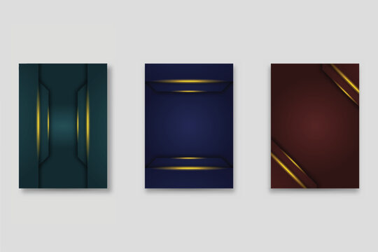 Technology cover background design set. Luxury, gold. Vector tech backdrop for business layout, digital certificate, formal brochure template, network