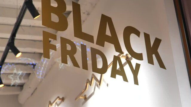 Black friday promotion sticker on store window