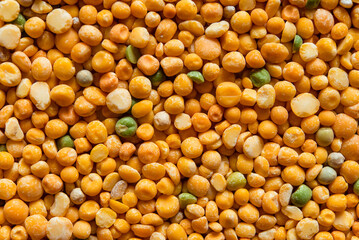 Dry split green and yellow peas texture background. Great for soups.	