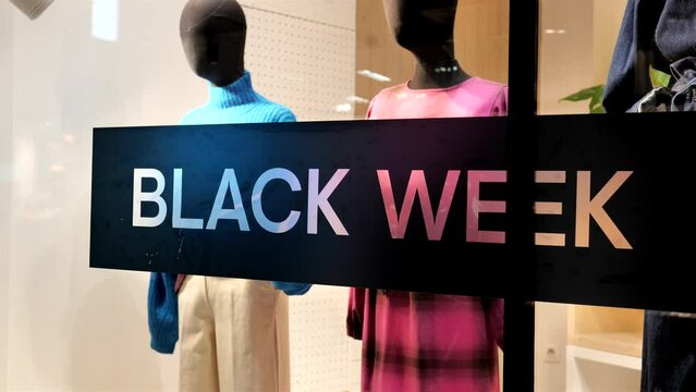 Black friday 'Black Week' sticker on store window