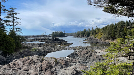 Beautiful view of the Pacific Ocean at the Ucluelet Lighthouse Loop on Vancouver Island, British...