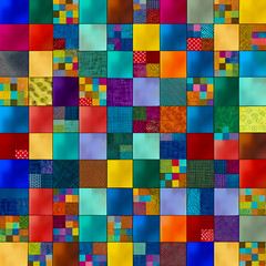 Patchwork Textile, Sarilmak, multicolor background.