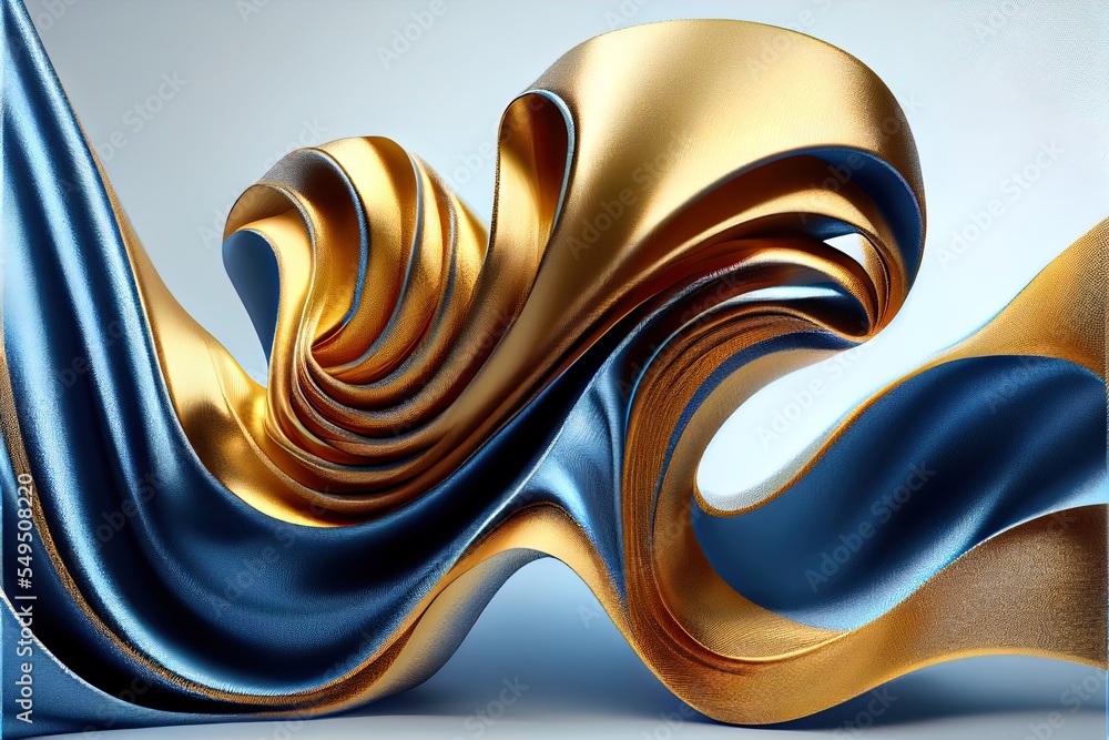 Poster a blue and gold abstract background with a curved design on it's side and a blue background with a c