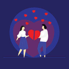 Couple connecting heart, young couple in love, valentine concept 