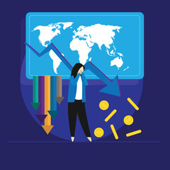 Business Finance risk concept, Economic Crisis and Loss in Investment