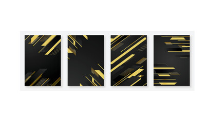 Technology cover background design set. Luxury, gold. Vector tech backdrop for business layout, digital certificate, formal brochure template, network